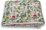 White Floral Queen Kantha Quilt Bedspreads