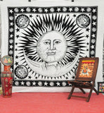 White Sun Tapestry wall hanging college dorm tapestries Bedspread-Jaipur Handloom