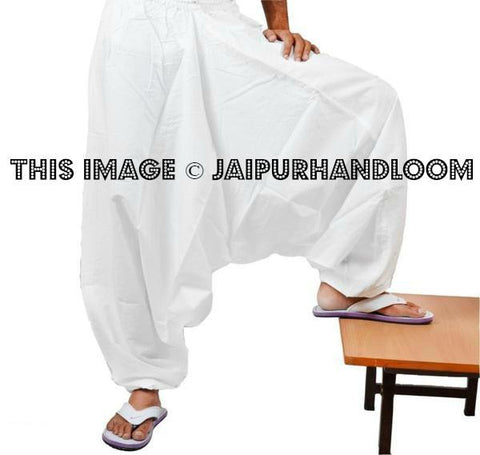 White mens cotton harem pants