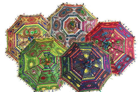 Wholesale Lot Indian Umbrella Parasols Bohemian Vintage Parasol Wedding Decoration Beach Umbrella Antique Handmade Umbrellas-Jaipur Handloom