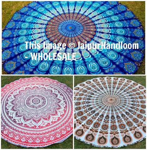 Wholesale Mandala Beach Roundies - 10 pc lot round beach towels australia-Jaipur Handloom