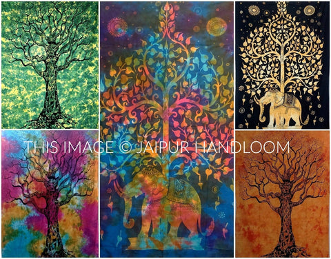 Wholesale Tapestry Wall hanging- 5 pcs lot - Twin Tree of life Tapestries-Jaipur Handloom