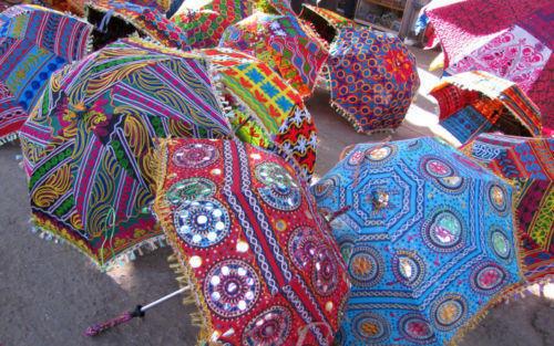 indian patio umbrella Wholesale Vintage Handmade Embroidered Patchwork Umbrella Parasol 75