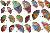 Wholesale Vintage Patchwork, Embroidered, Handmade, Ethnic Cotton Wedding Decoration Umbrella Bohemian Sun Parasol Umbrella-Jaipur Handloom