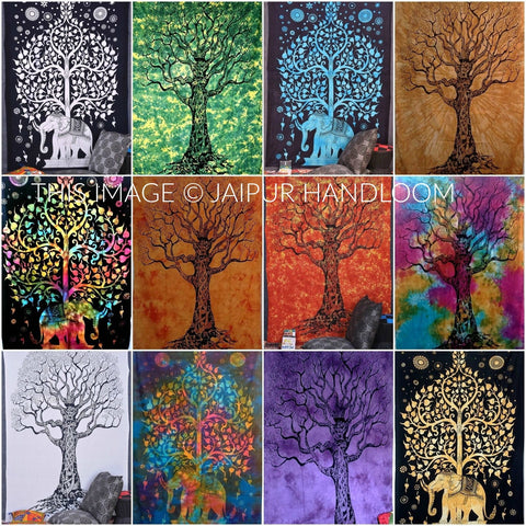 Wholesale indian tapestries- 10 pcs lot - Twin Tree of life Tapestries-Jaipur Handloom