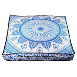 Blue Mandala Square Floor Pillow Bohemian Indian Outdoor Pouf Ottoman Cover-Jaipur Handloom
