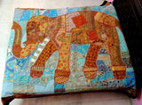 bohemian elephant bed cover hand stitched baby blanket dorm tapestries-Jaipur Handloom
