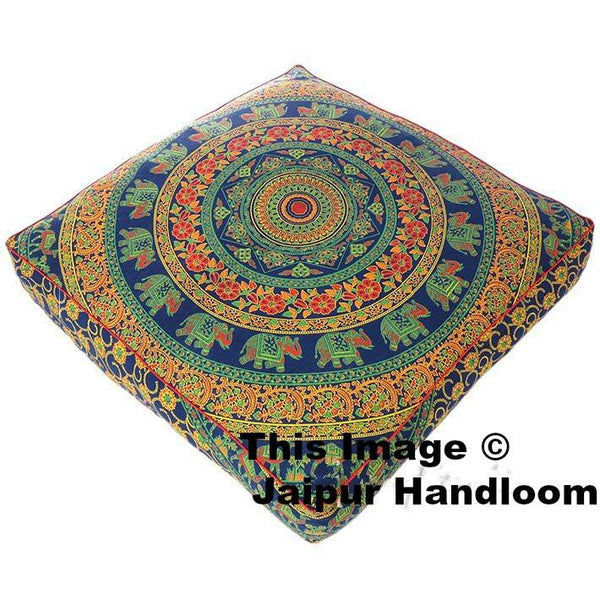 Floor Cushion Cover - Square Yellow - Mandala Life ART