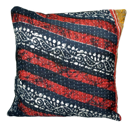 boho chic bedroom kantha throw pillows indian cotton cushion cover - 21-S-Jaipur Handloom