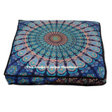 Elephant Mandala Floor Pillow Square Cushion Cover Large Ottoman Pouf Pet Bed-Jaipur Handloom