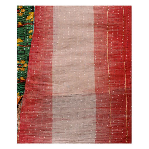 hand stitched kantha sofa blanket cotton quilted bedding bed cover-Jaipur Handloom