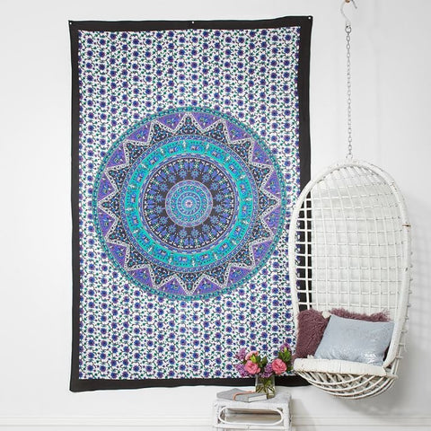 hippie mandala tapestry boho trippy wall hanging dorm decor tapestries-Jaipur Handloom