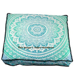 Indian Square Mandala Pillows Ombre Floor Cushion Covers Pouf Ottoman Throw 35"-Jaipur Handloom