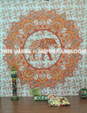 orange elephant mandala wall tapestries for dorms cool indian beach towels-Jaipur Handloom