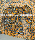orange elephant tapestry dorm room wall decor full size elephant bedspread-Jaipur Handloom
