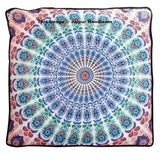 peacock mandala tapestry bohemian floor cushions 35" square floor pillow-Jaipur Handloom