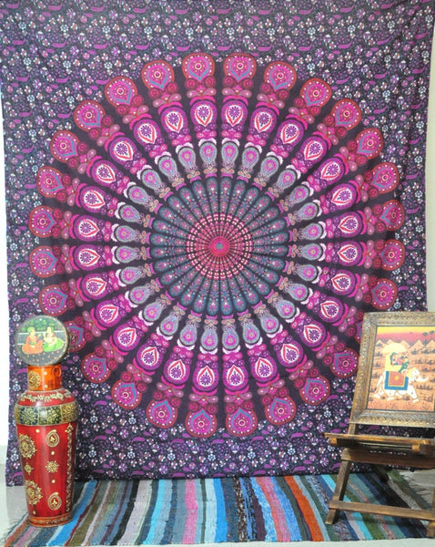 pink purple mandala bed cover in queen size psychedelic dorm tapesry