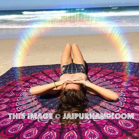 pink & purple soft beach blanket indian beach towels decorative dorm tapestry-Jaipur Handloom