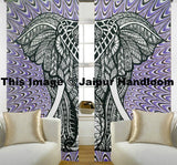 psychedelic elephant dorm room curtains indian cotton 2 panel door drapes-Jaipur Handloom