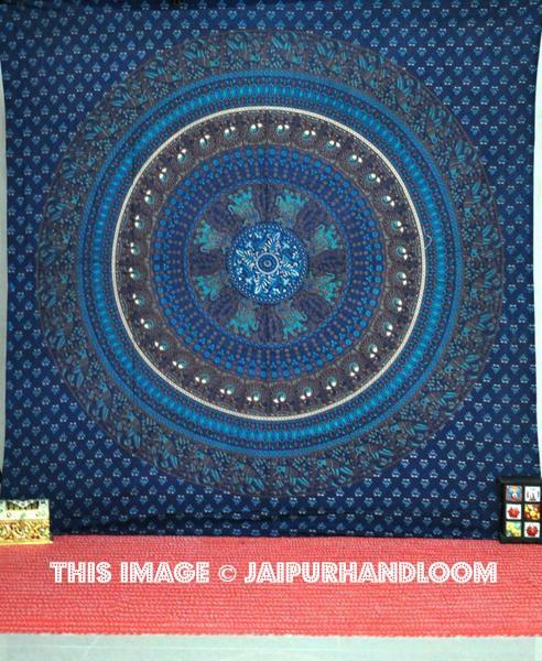 psychedelic tapestry indian mandala dorm tapestry cool beach blanket-Jaipur Handloom