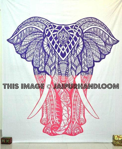 purple elephant tapestry cute elephant bedspread bohemian beach towels-Jaipur Handloom