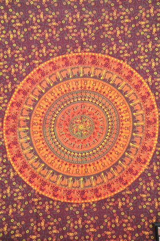 red mandala tapestry hippie trippy tapestries cool dorm wall hanging-Jaipur Handloom