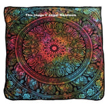 tie dye elephant mandala square floor cushion over sized cotton pouf cover-Jaipur Handloom