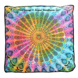 tie dye peacock mandala floor cushion indian cotton pouf ottoman cover-Jaipur Handloom