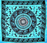 turquoise dorm tapestry psychedelic college room wall hanging-Jaipur Handloom