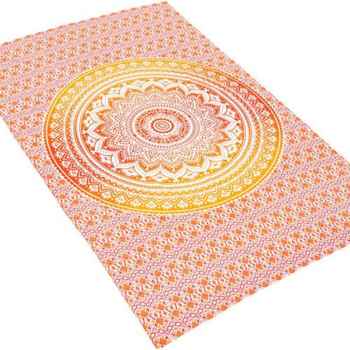 Orange mandala tapestry clearance