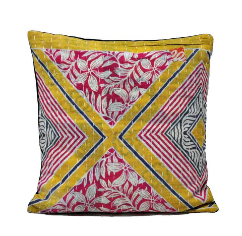 Vintage kantha bedroom cushions bohemian decorative pillows for couch - C27-Jaipur Handloom