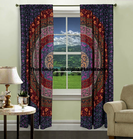 windows treatment curtains & drapes mandala tapestry cotton door curatins-Jaipur Handloom