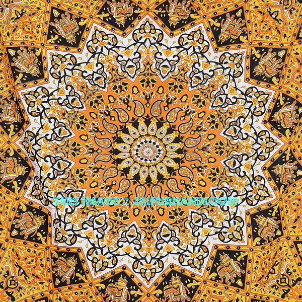 Yellow mandala tapestry cheap