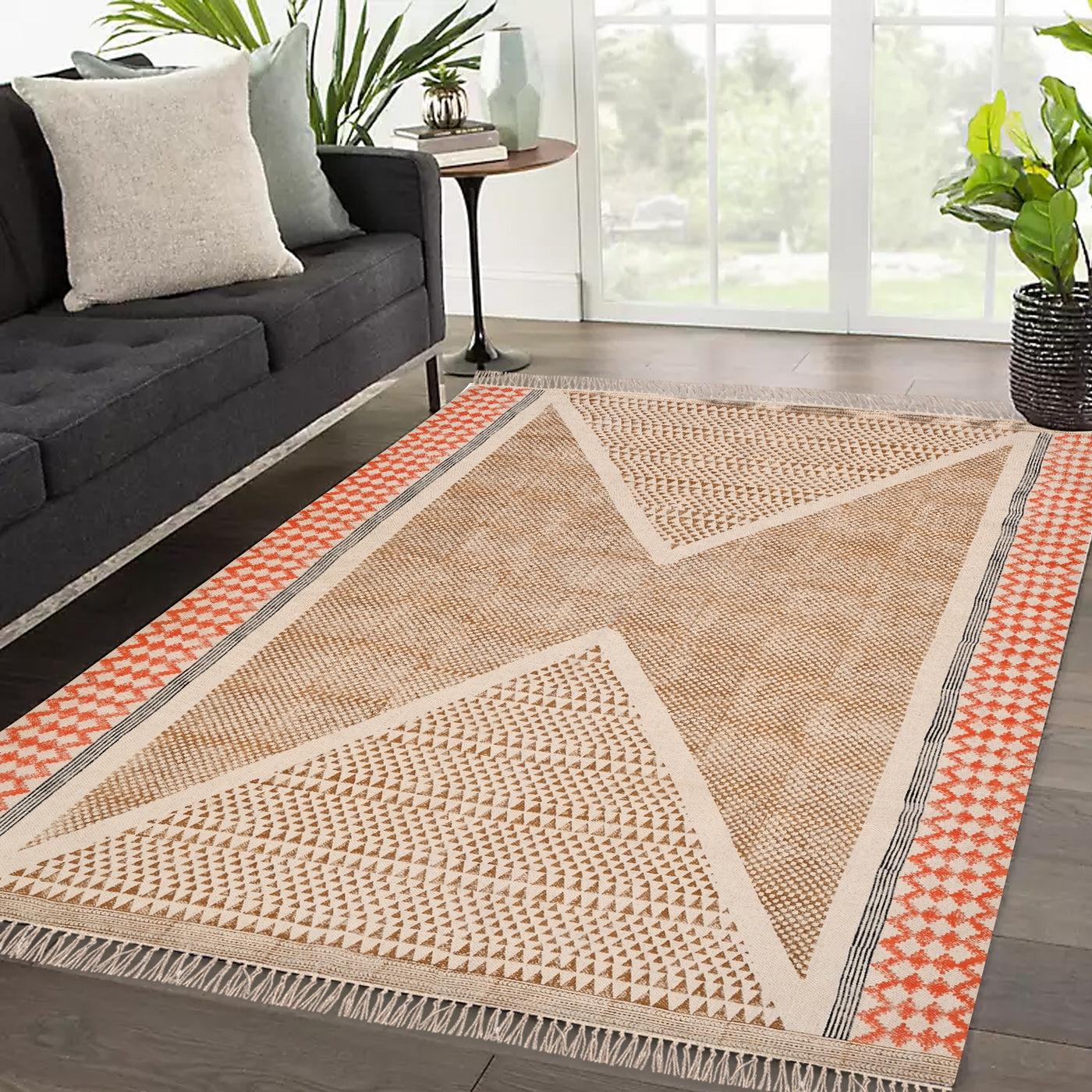 BLOCK PRINT RUNNERS & RUGS - HAND PRINTED ON COTTON DHURRIES