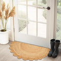 Half Round Scalloped Entryway Rug for Front Doom, Half Moon Scalloped Rug Doormat