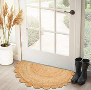 Half Round Scalloped Entryway Rug for Front Doom, Half Moon Scalloped Rug Doormat