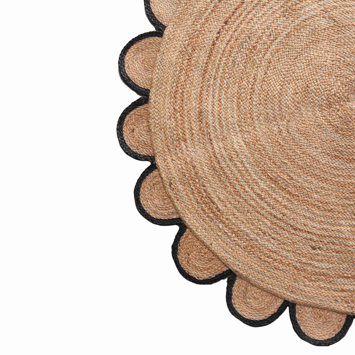 Scalloped Jute Rug Doormat for Front Door, Scalloped Welcome Doormat, Half Circle Rug