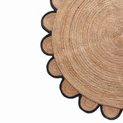 Scalloped Jute Rug Doormat for Front Door, Scalloped Welcome Doormat, Half Circle Rug