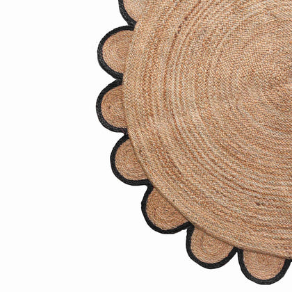 Scalloped Jute Rug Doormat for Front Door, Scalloped Welcome Doormat, Half Circle Rug