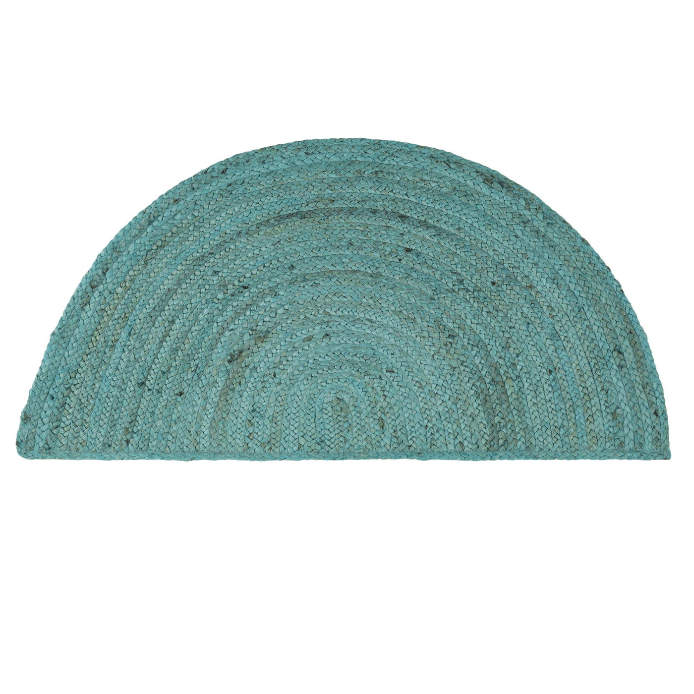Turquoise Blue Half Circle Jute Doormat for Entrways, Welcome Doormat