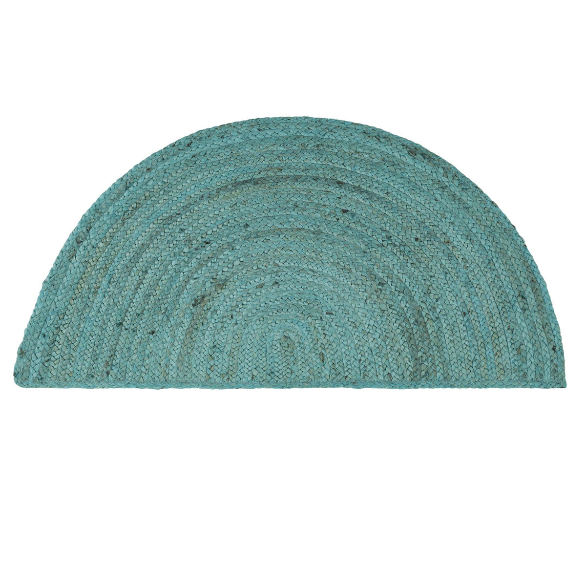 Turquoise Blue Half Circle Jute Doormat for Entrways, Welcome Doormat