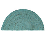 Turquoise Blue Half Circle Jute Doormat for Entrways, Welcome Doormat