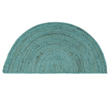 Turquoise Blue Half Circle Jute Doormat for Entrways, Welcome Doormat