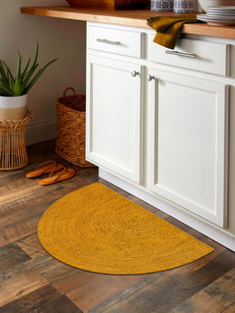 Yellow Jute Doormat for Front Door, Half Round Jute Rug, Half Moon Welcome Doormat
