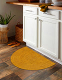 Yellow Jute Doormat for Front Door, Half Round Jute Rug, Half Moon Welcome Doormat