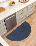 Navy Blue Half Circle Entryway Rug for Front Door, Half Moon Jute Doormat, Natural Half Round Rug