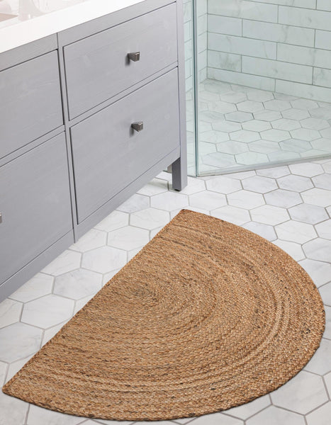 Natural Fiber Jute Doormat, Half Moon Doormat, Half Circle Jute Doormat for Entryways