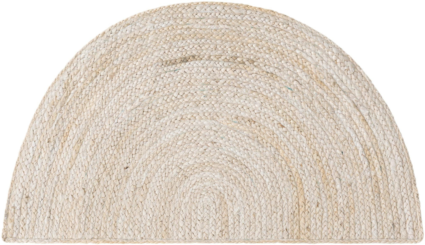 Off White/Ivory Jute Doormat/Entryway Rug, Half Circle Jute Rug, White Jute Welcome Doormat