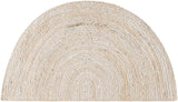 Off White/Ivory Jute Doormat/Entryway Rug, Half Circle Jute Rug, White Jute Welcome Doormat
