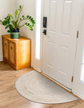 Off White/Ivory Jute Doormat/Entryway Rug, Half Circle Jute Rug, White Jute Welcome Doormat